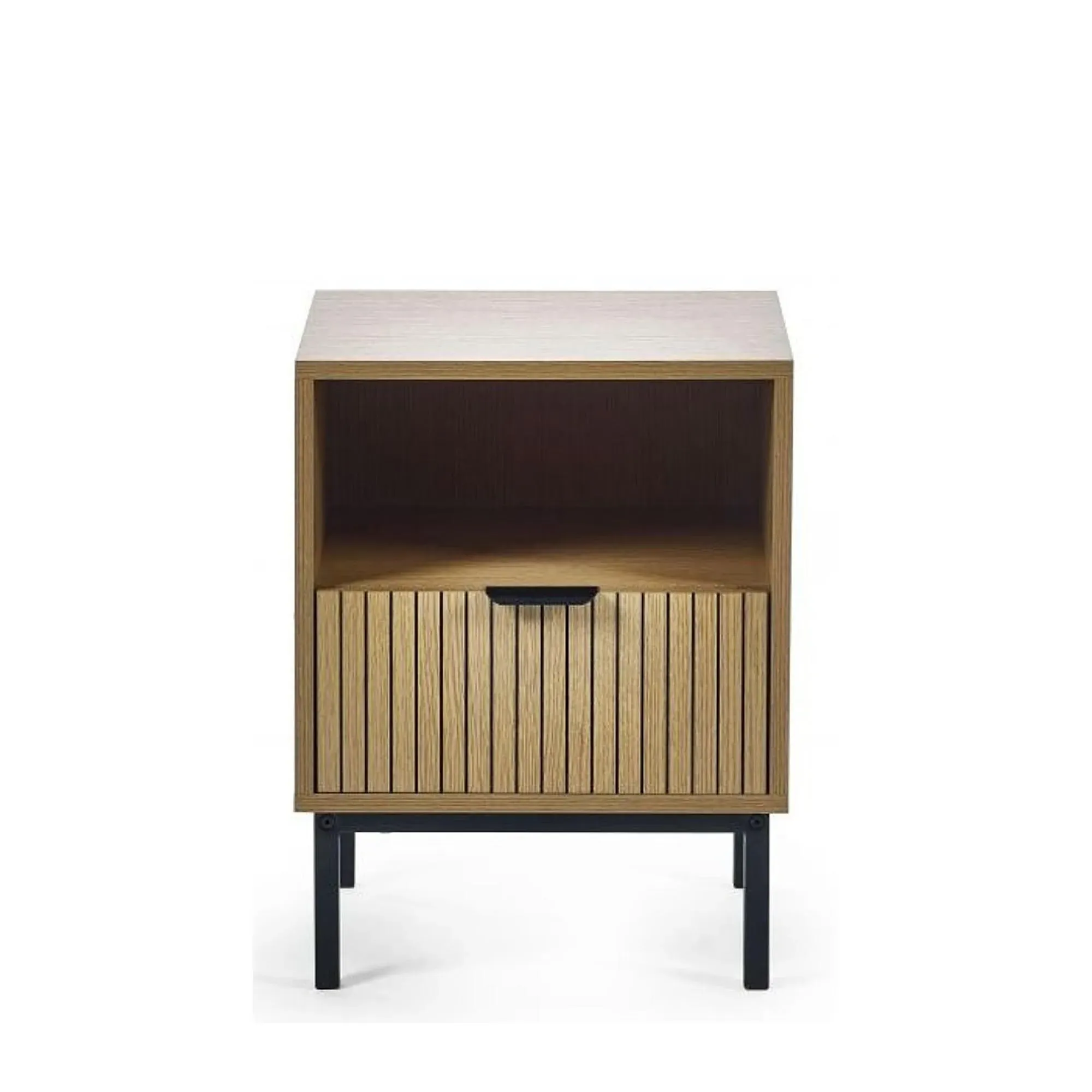 Sia Ribbed 1 Drawer Bedside Table - Oak