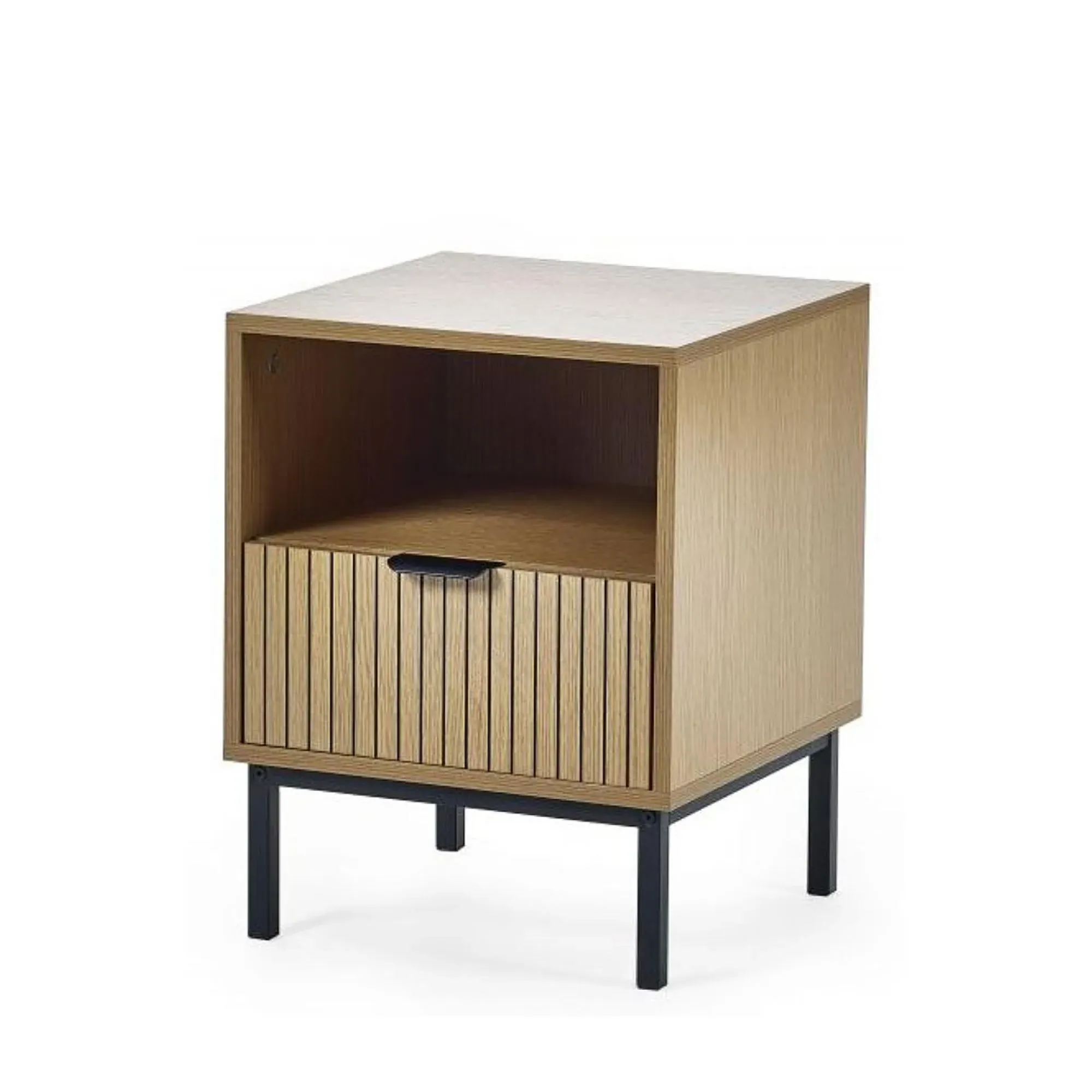 Sia Ribbed 1 Drawer Bedside Table - Oak