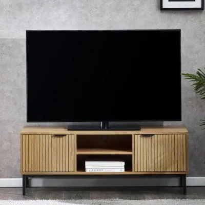 Sia Ribbed 2 Door TV Unit - Oak image
