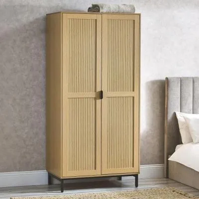 Sia Ribbed 2 Door Wardrobe - Oak