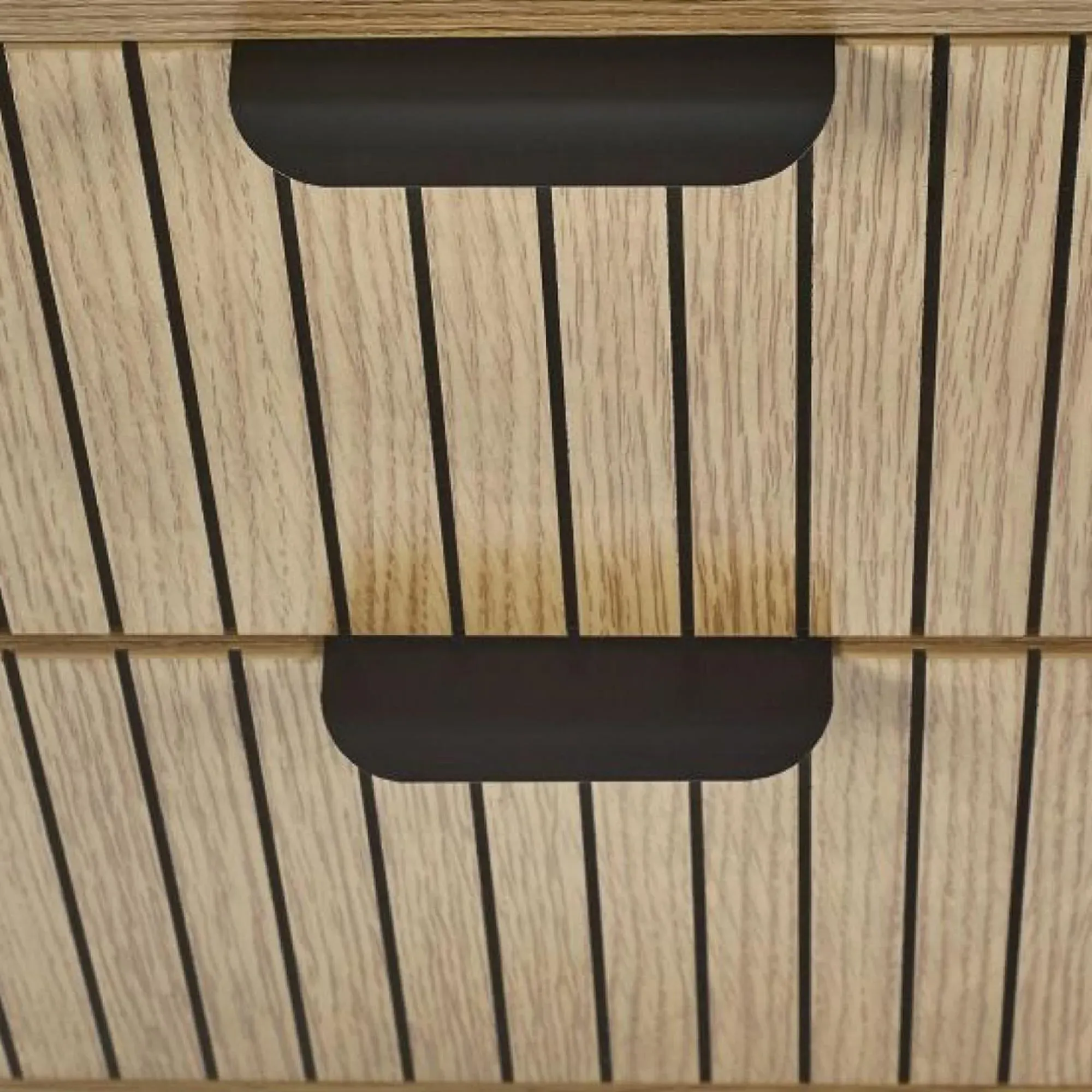 Sia Ribbed 2 Drawer Bedside Cabinet - Oak