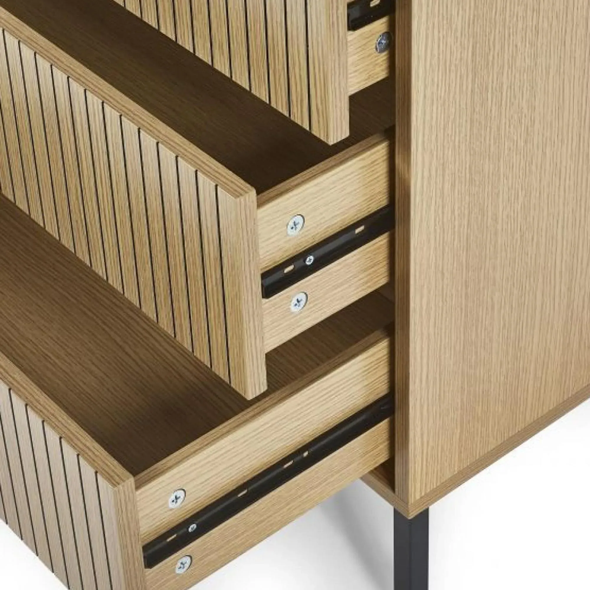 Sia Ribbed 5 Drawer Chest - Oak
