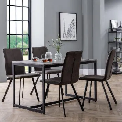 Staten 4-Seater Dining Set with Monroe 4 Chairs - Concrete