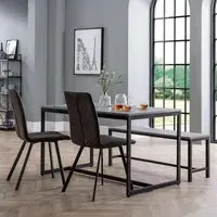 Staten 4-Seater Dining Set with Monroe Chairs & Bench - Concrete