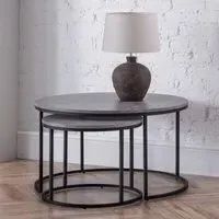 Staten Round Nest of 2 Coffee Tables - Concrete Effect