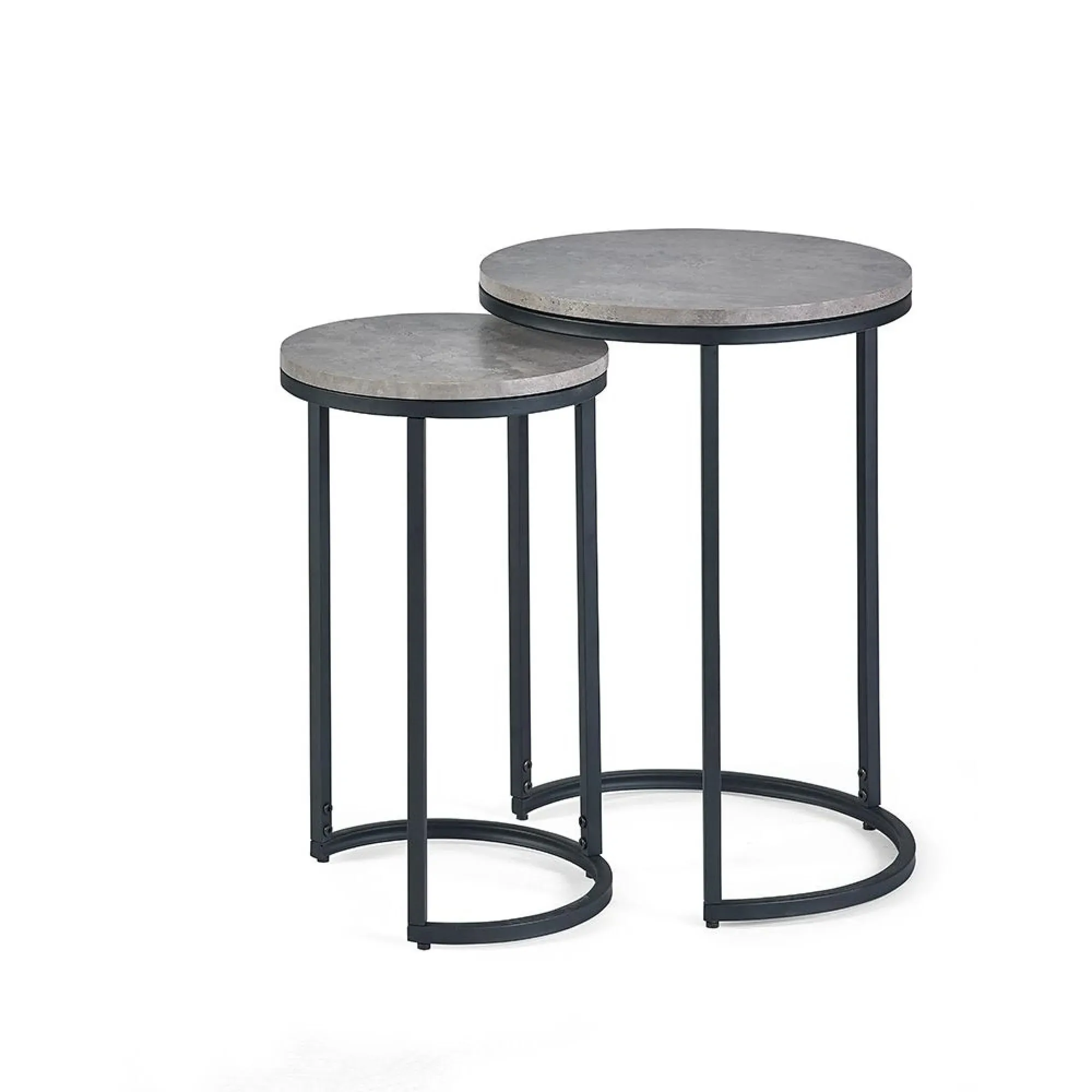 Staten Round Nest of 2 Tables - Concrete Effect