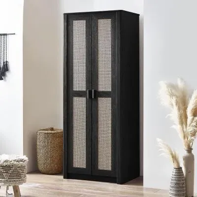 Sydney 2 Door Wardrobe - Black, Oak image