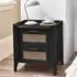 Sydney 2 Drawer Bedside Cabinet - Black, Faux Rattan