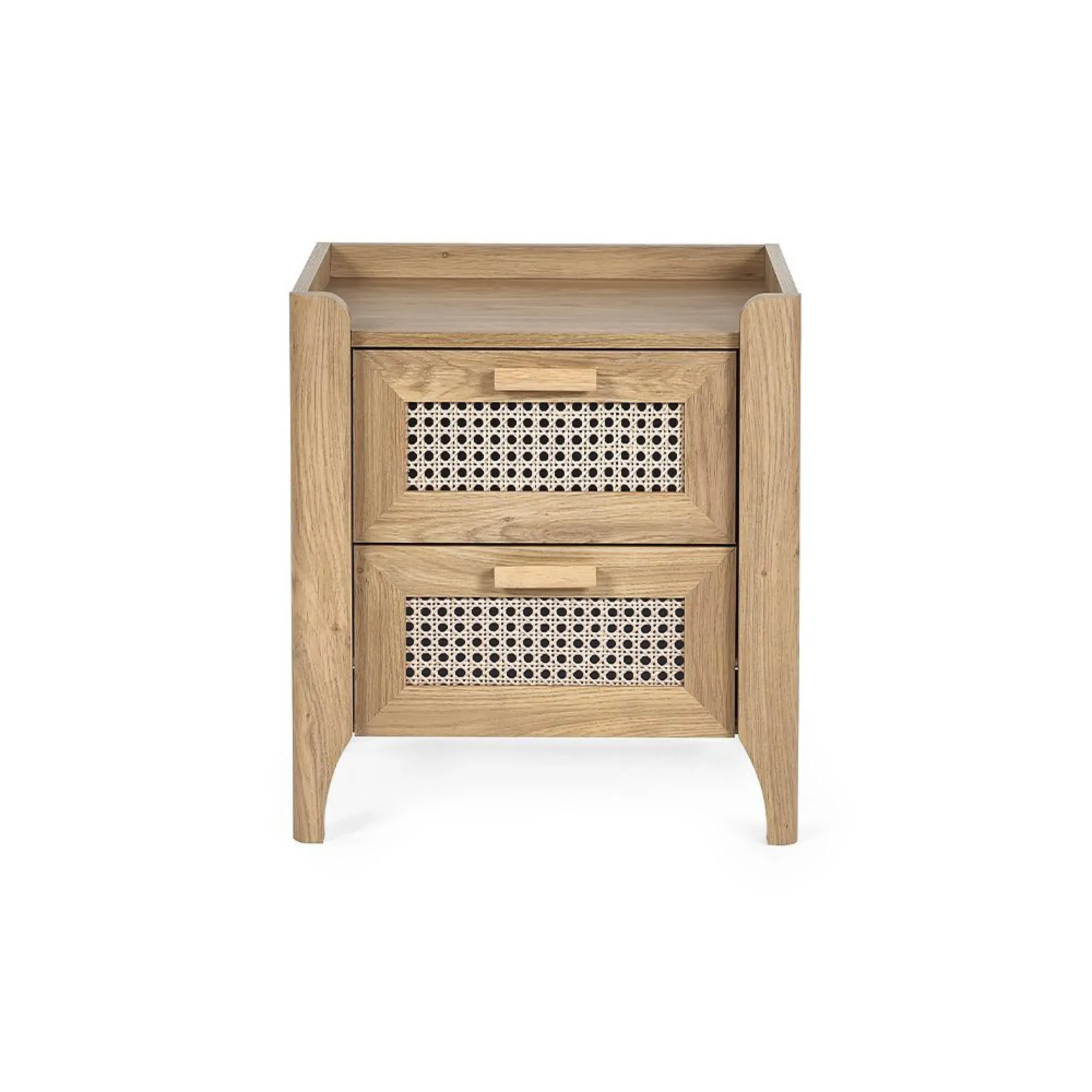 Sydney 2 Drawer Bedside Cabinet - Oak, Faux Rattan