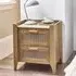 Sydney 2 Drawer Bedside Cabinet - Oak, Faux Rattan