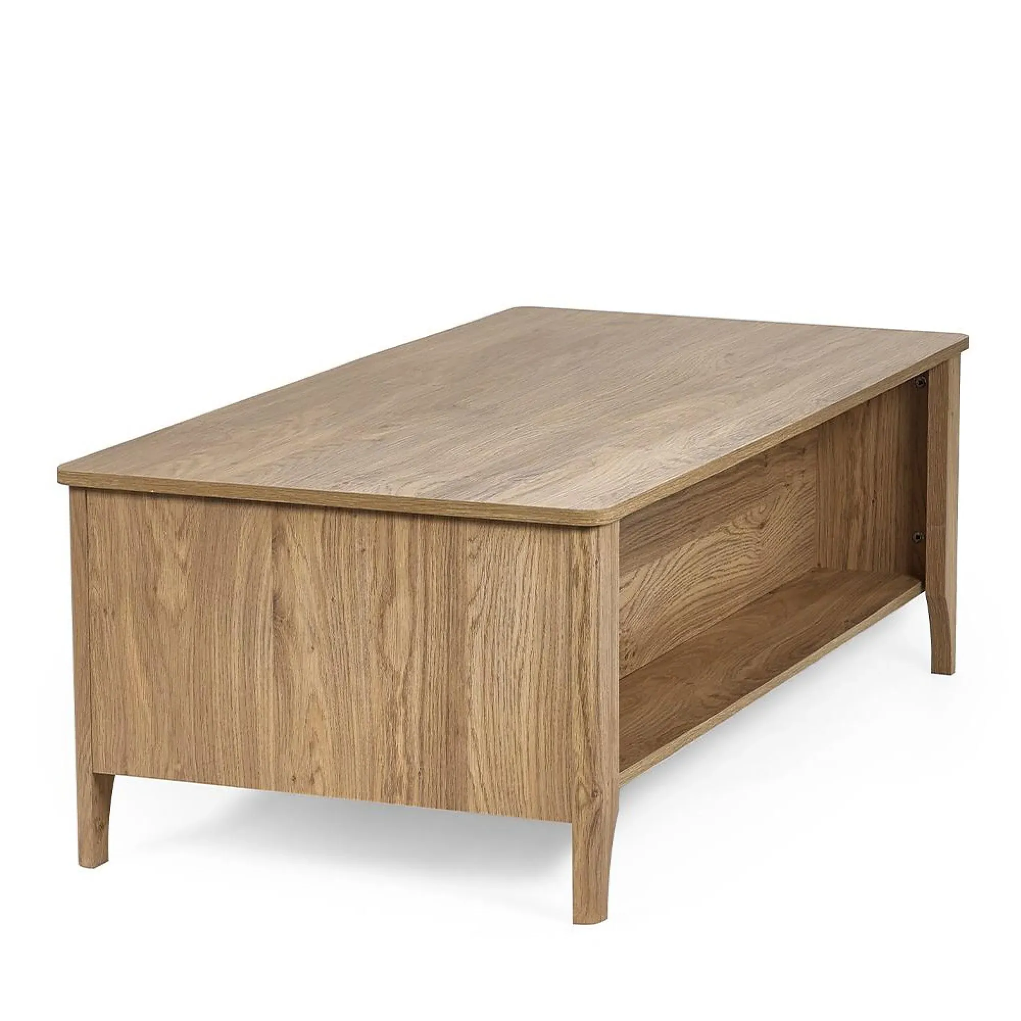 Sydney 2 Drawer Coffee Table - Oak, Faux Rattan