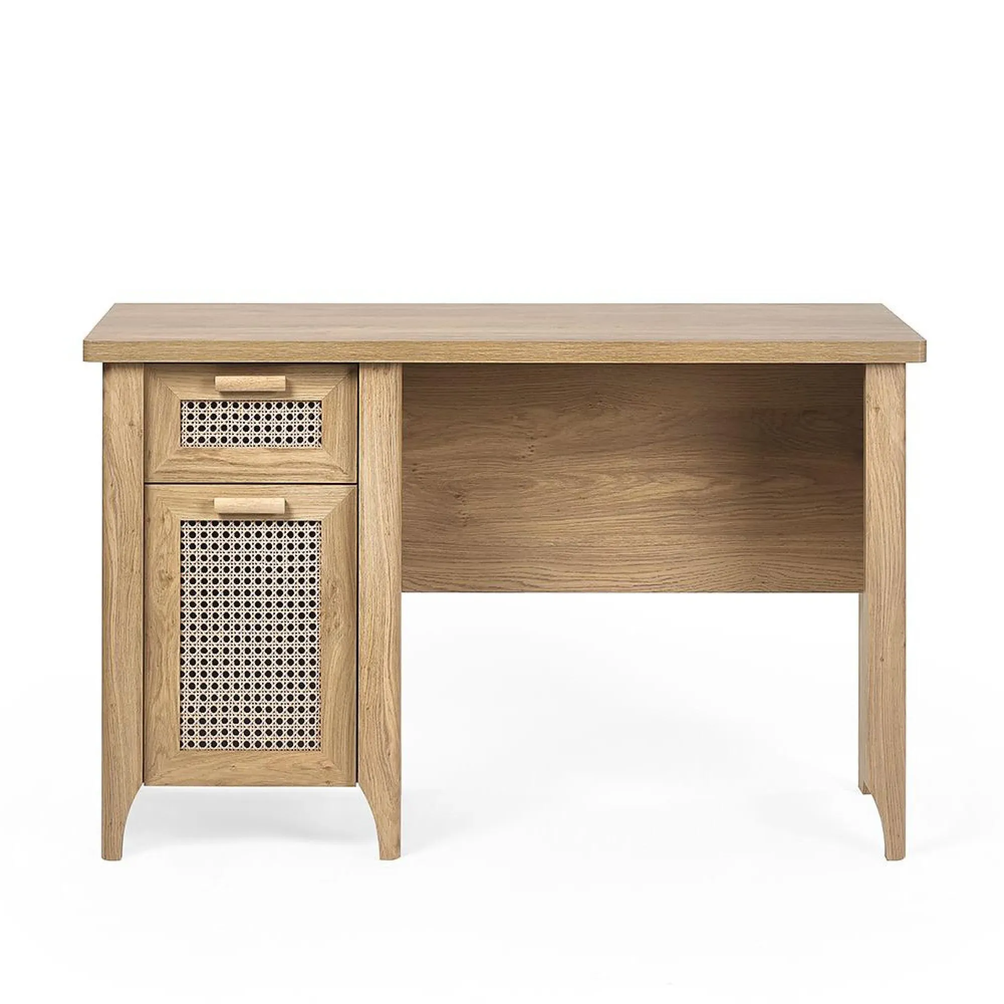 Sydney Faux Rattan 1 Door 1 Drawer Desk - Oak