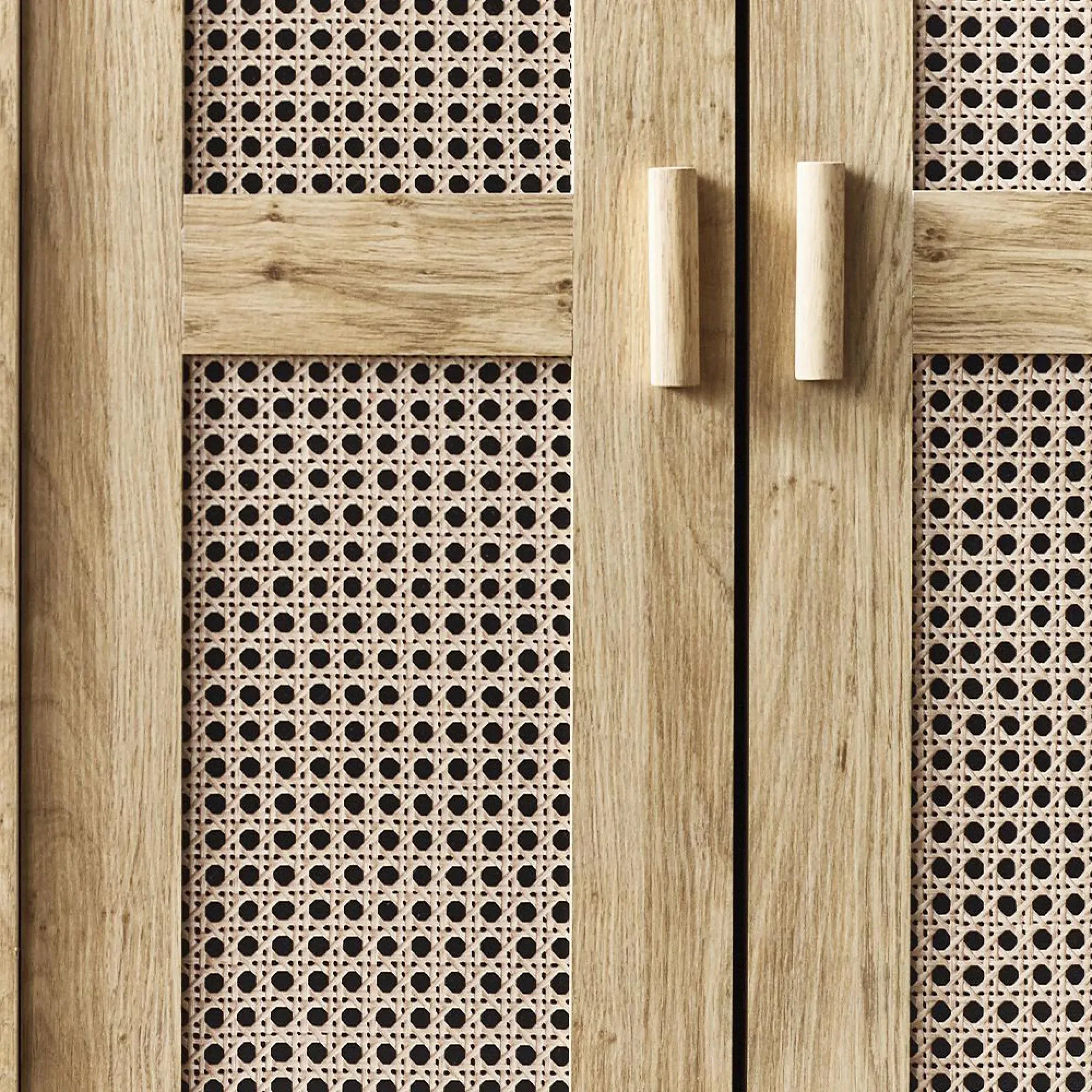 Sydney Faux Rattan 2 Door Wardrobe - Oak