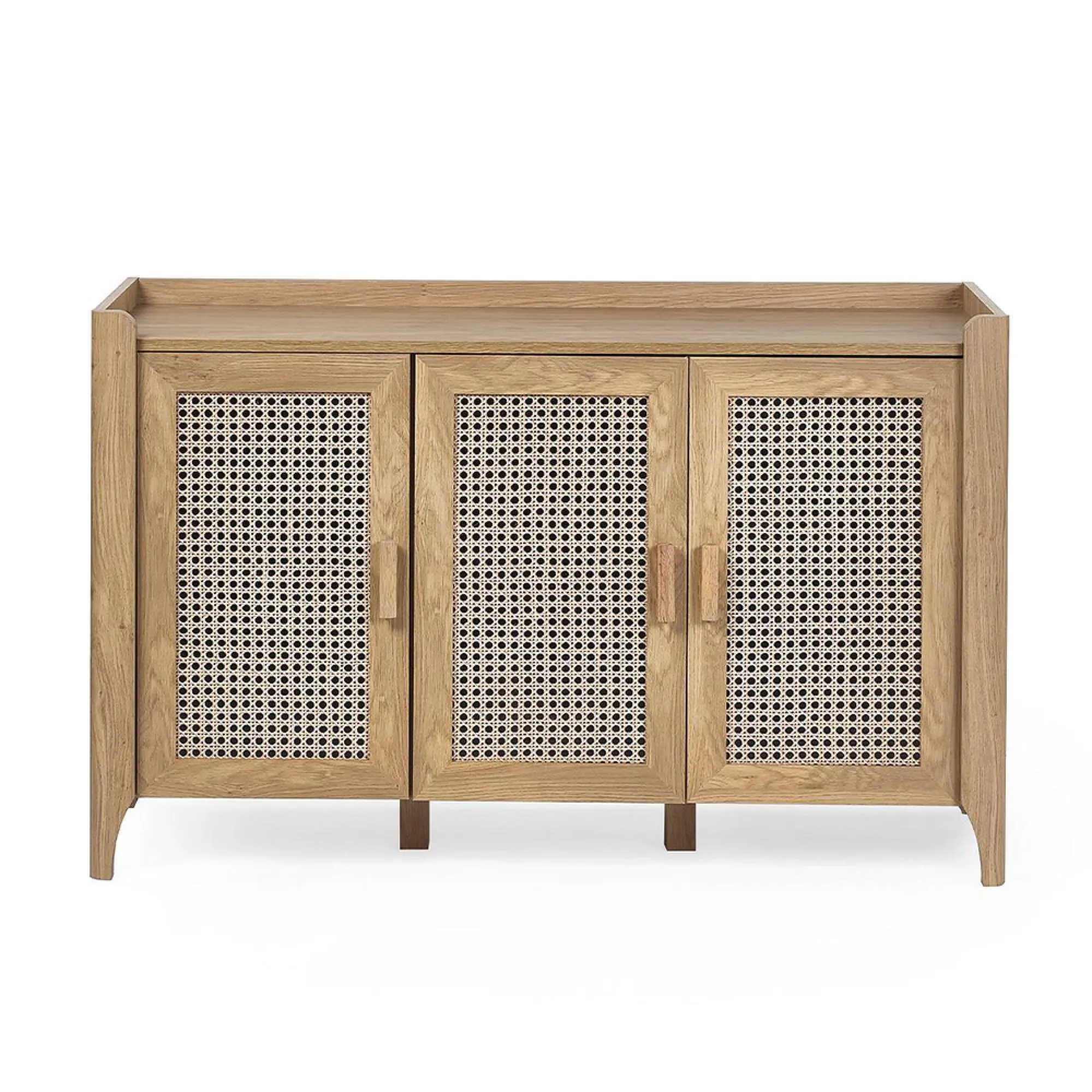 Sydney Faux Rattan 3 Door Sideboard - Oak
