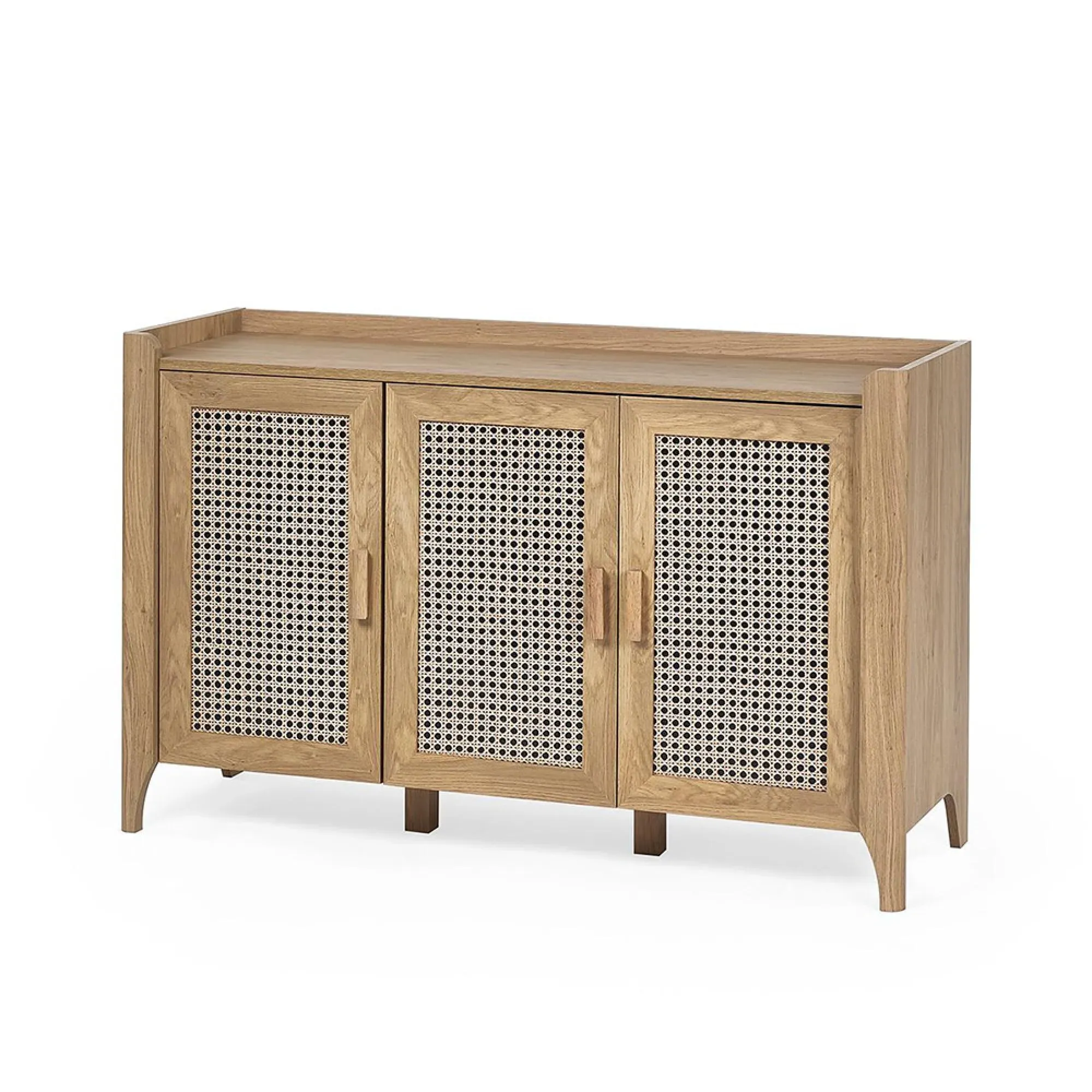 Sydney Faux Rattan 3 Door Sideboard - Oak