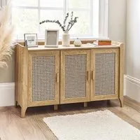 Sydney Faux Rattan 3 Door Sideboard - Oak