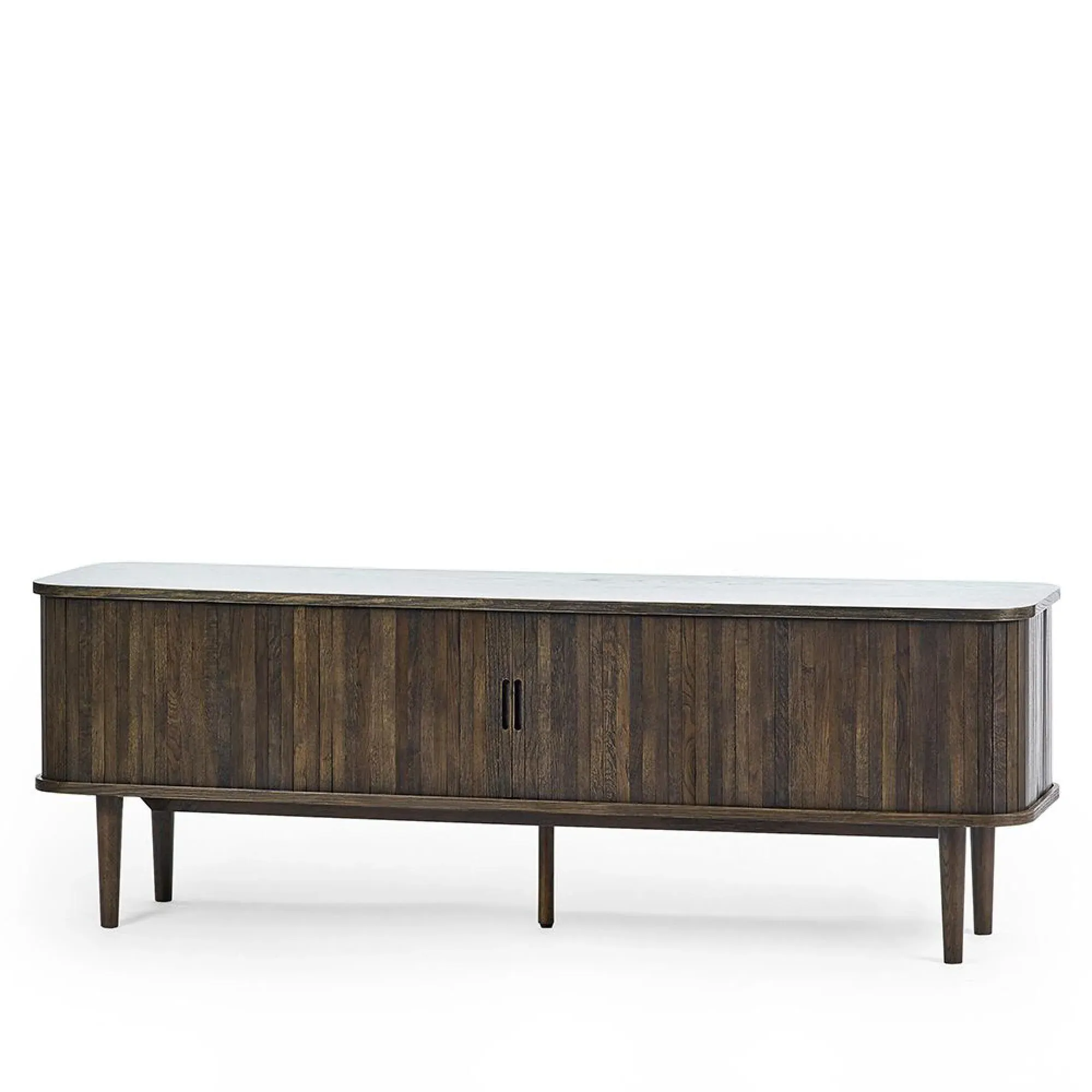 Tambour Ribbed 160cm TV Unit - Dark Oak