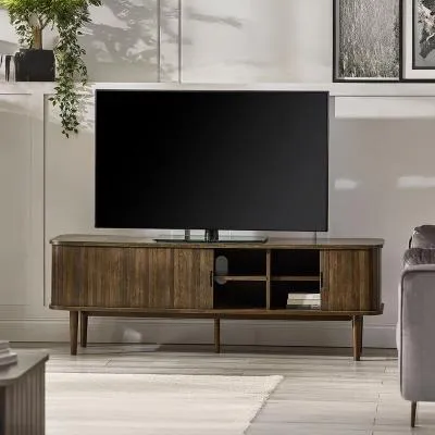 Tambour Ribbed 160cm TV Unit - Dark Oak image