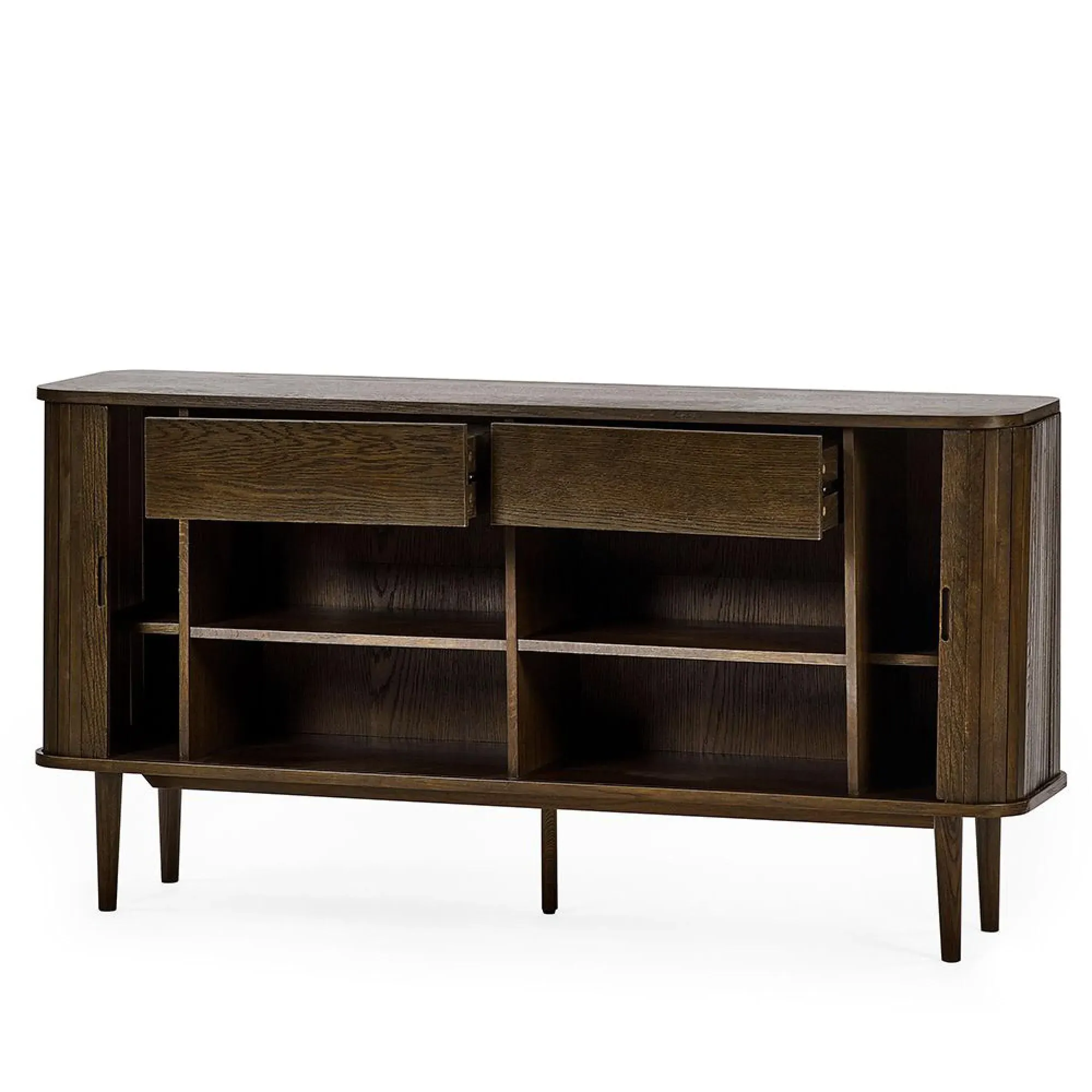 Tambour Ribbed 2 Door Large Sideboard - Dark Oak