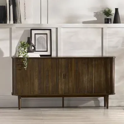 Tambour Ribbed 2 Door Large Sideboard - Dark Oak image