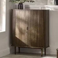 Tambour Ribbed 2 Door Wine Cabinet - Dark Oak