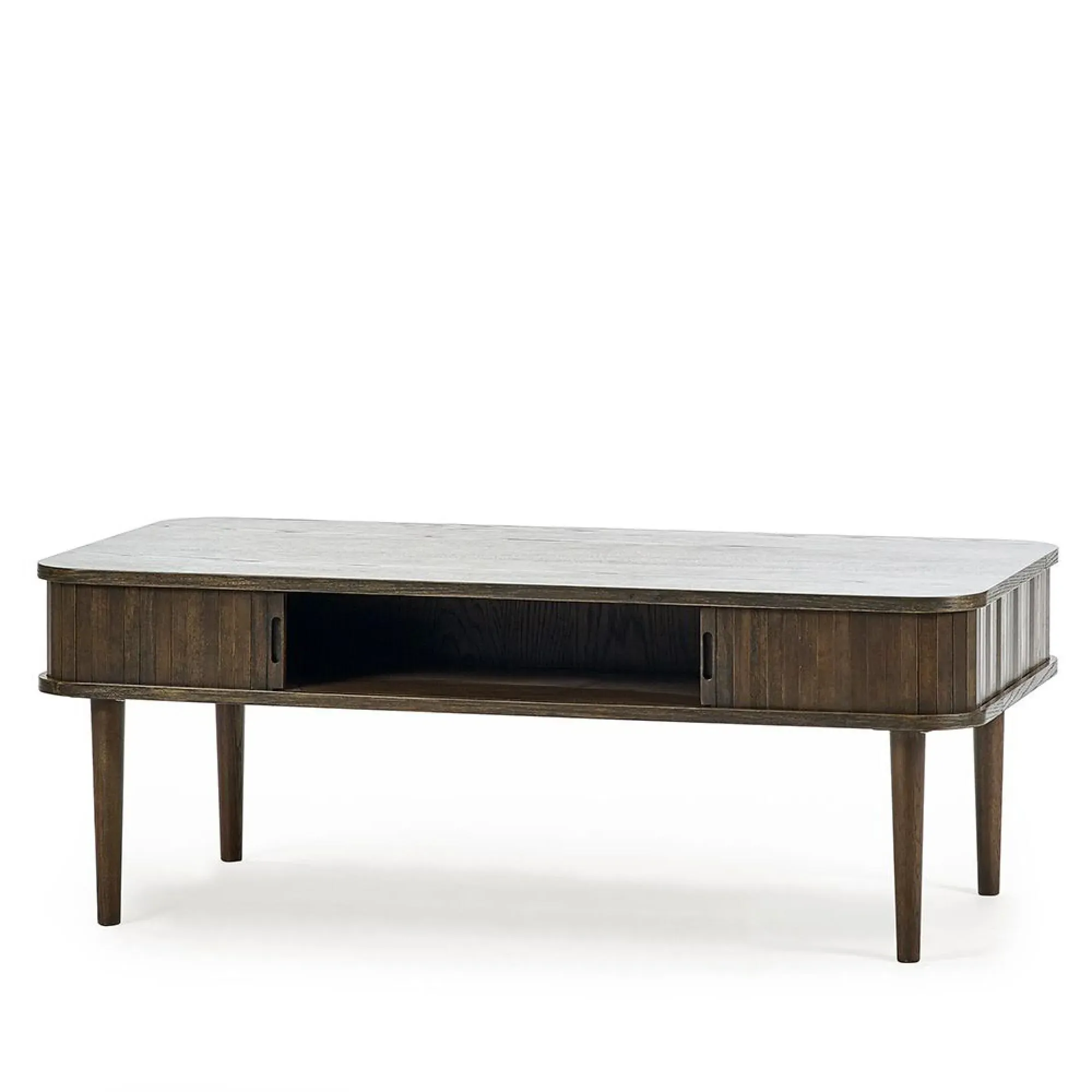 Tambour Ribbed Coffee Table - Dark Oak