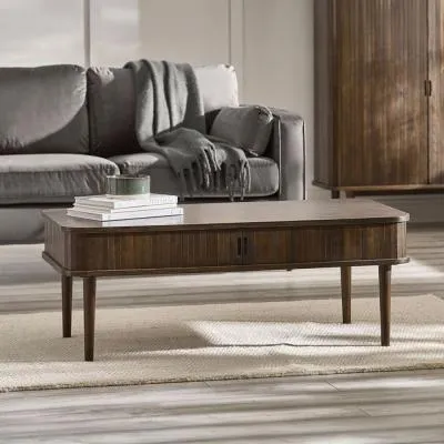 Tambour Ribbed Coffee Table - Dark Oak image