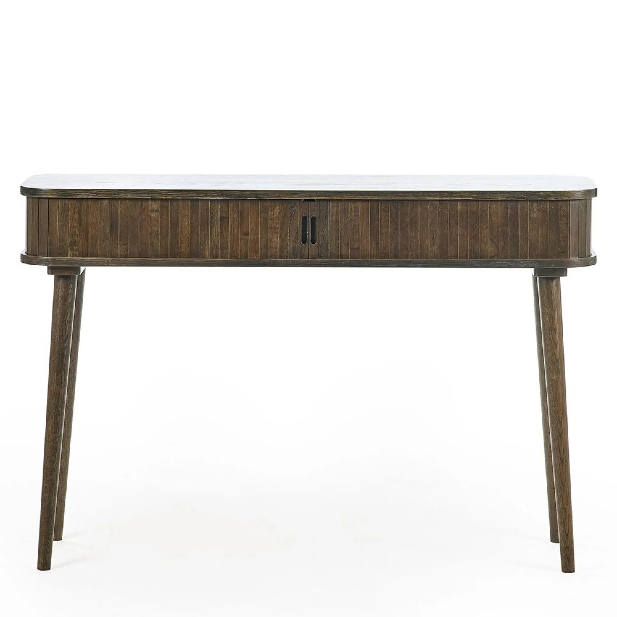 Tambour Ribbed Console Table - Dark Oak