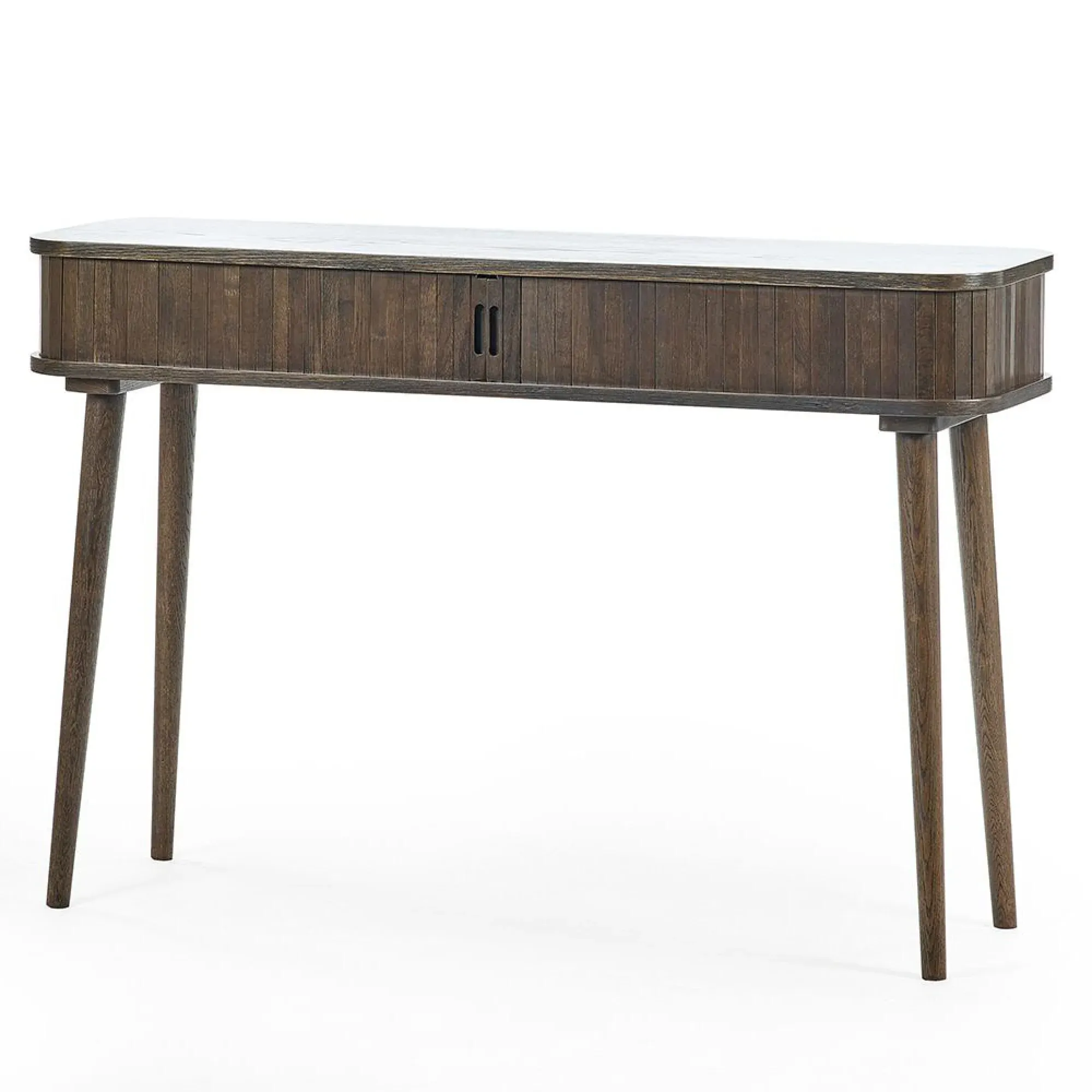 Tambour Ribbed Console Table - Dark Oak