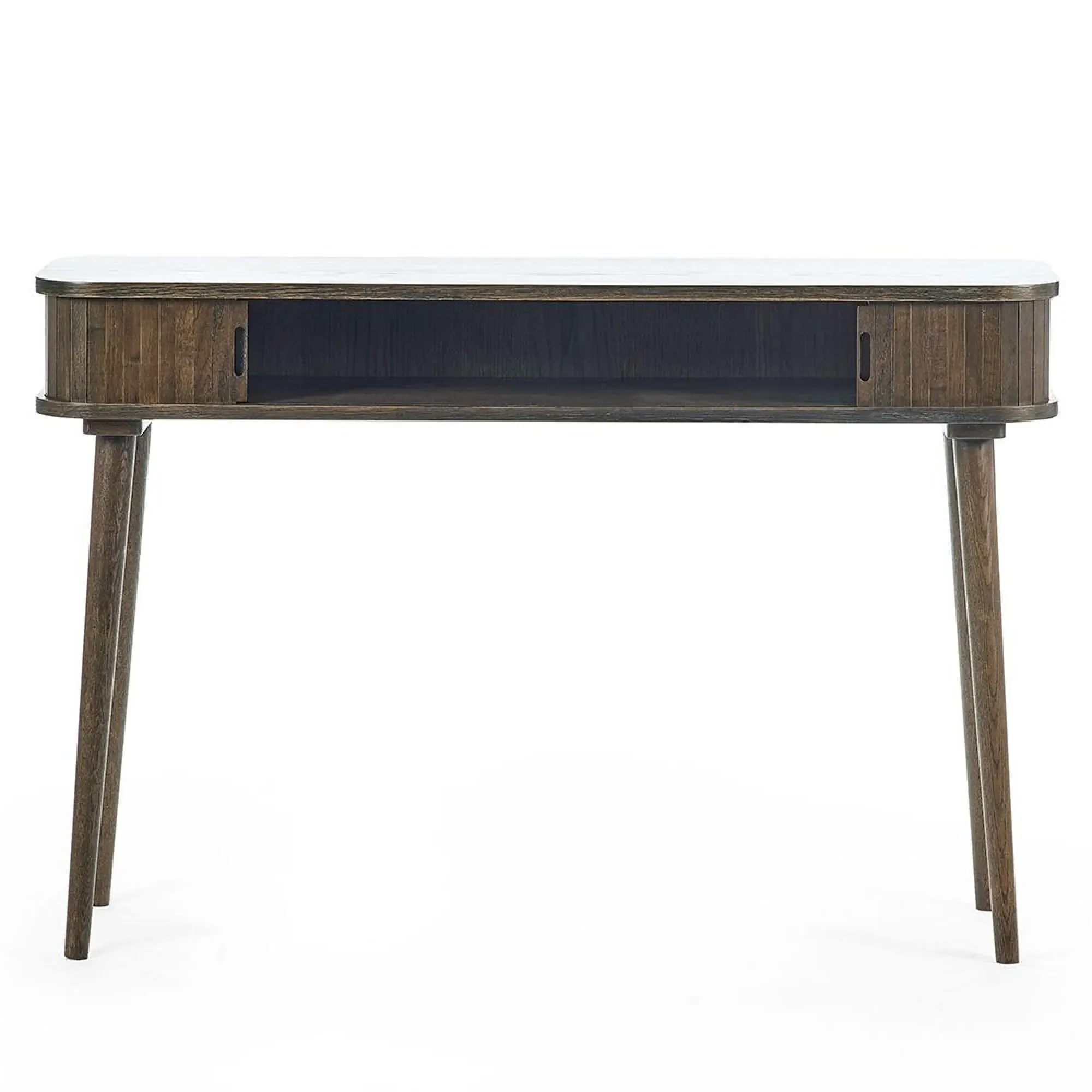 Tambour Ribbed Console Table - Dark Oak