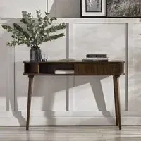 Tambour Ribbed Console Table - Dark Oak