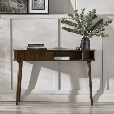 Tambour Ribbed Console Table - Dark Oak image