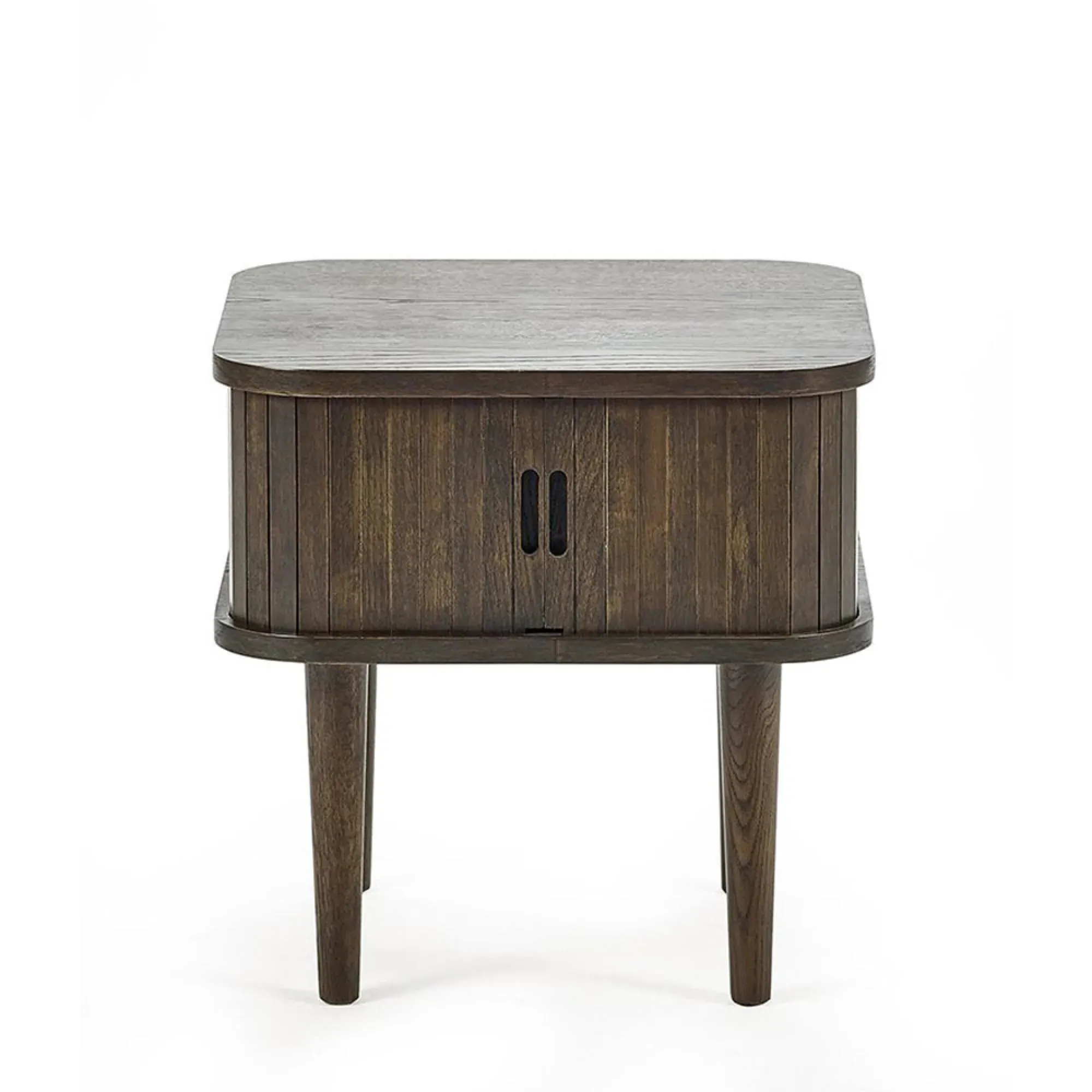 Tambour Ribbed Side Table - Dark Oak