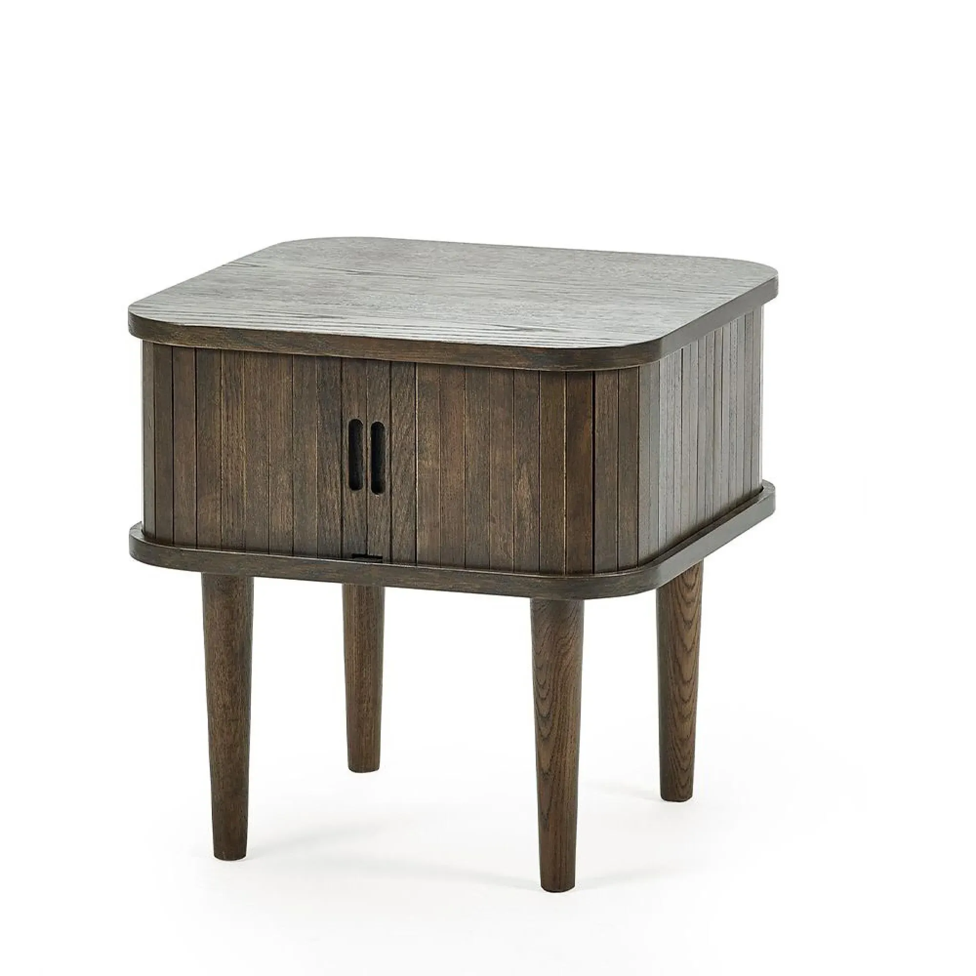 Tambour Ribbed Side Table - Dark Oak