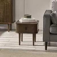 Tambour Ribbed Side Table - Dark Oak