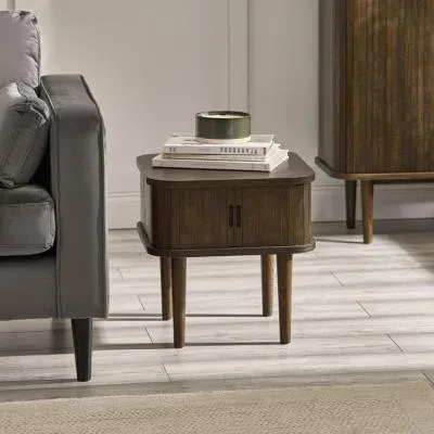 Tambour Ribbed Side Table - Dark Oak image