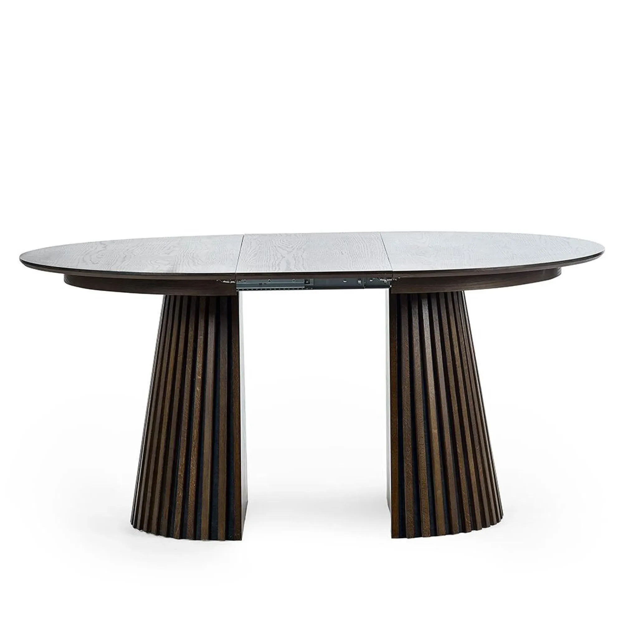 Tambour Round Extendable Dining Table - Dark Oak