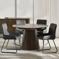 Tambour Round Extendable Dining Table - Dark Oak