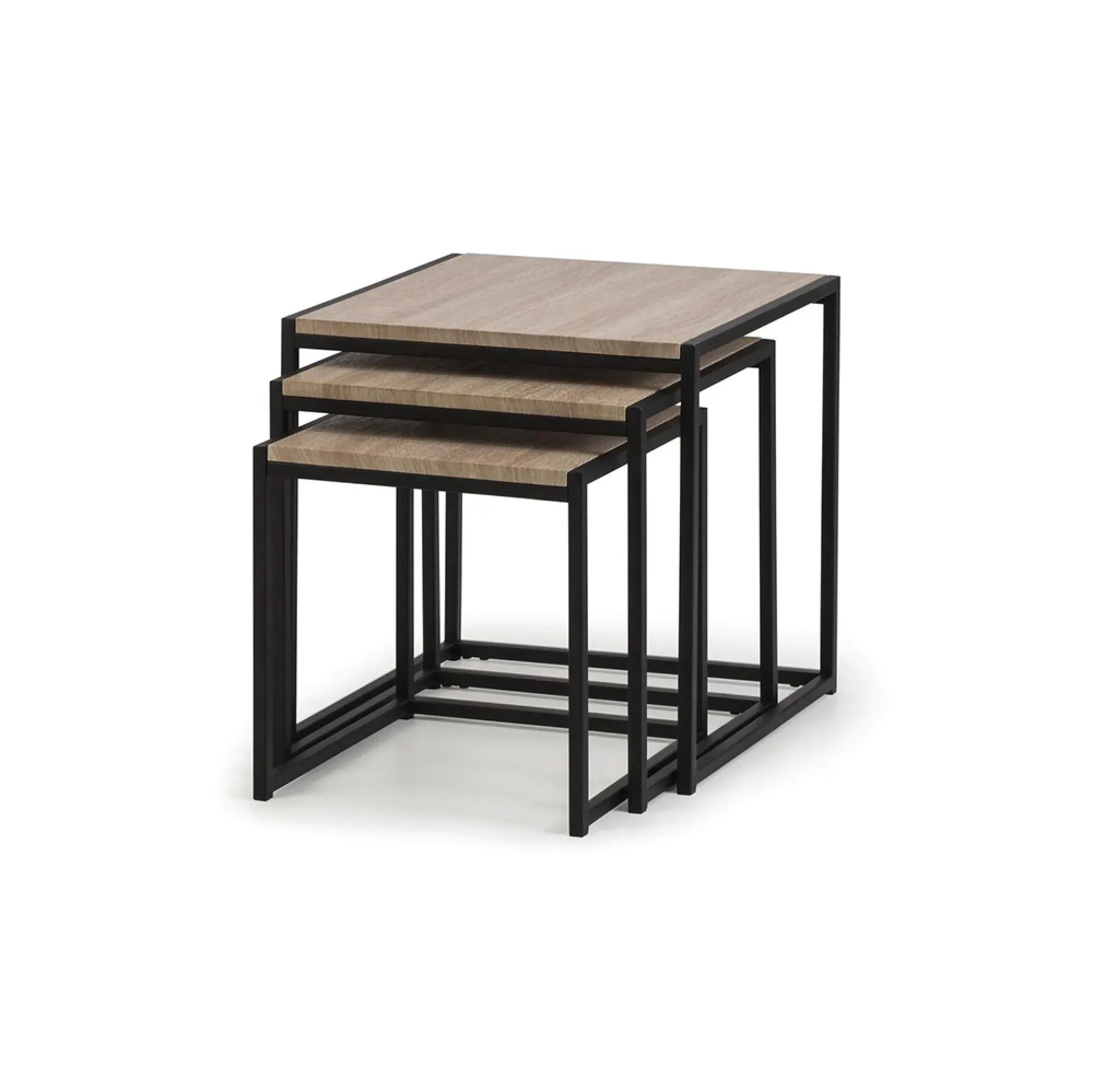 Tribeca Nest of 3 Tables - Sonoma Oak, Black Metal