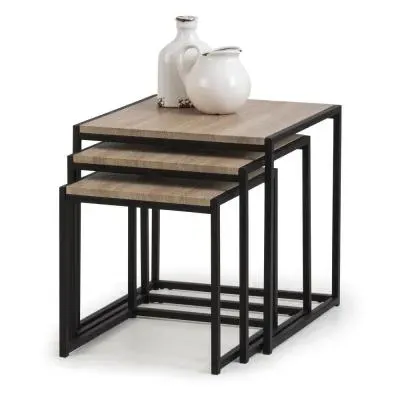 Tribeca Nest of 3 Tables - Sonoma Oak, Black Metal