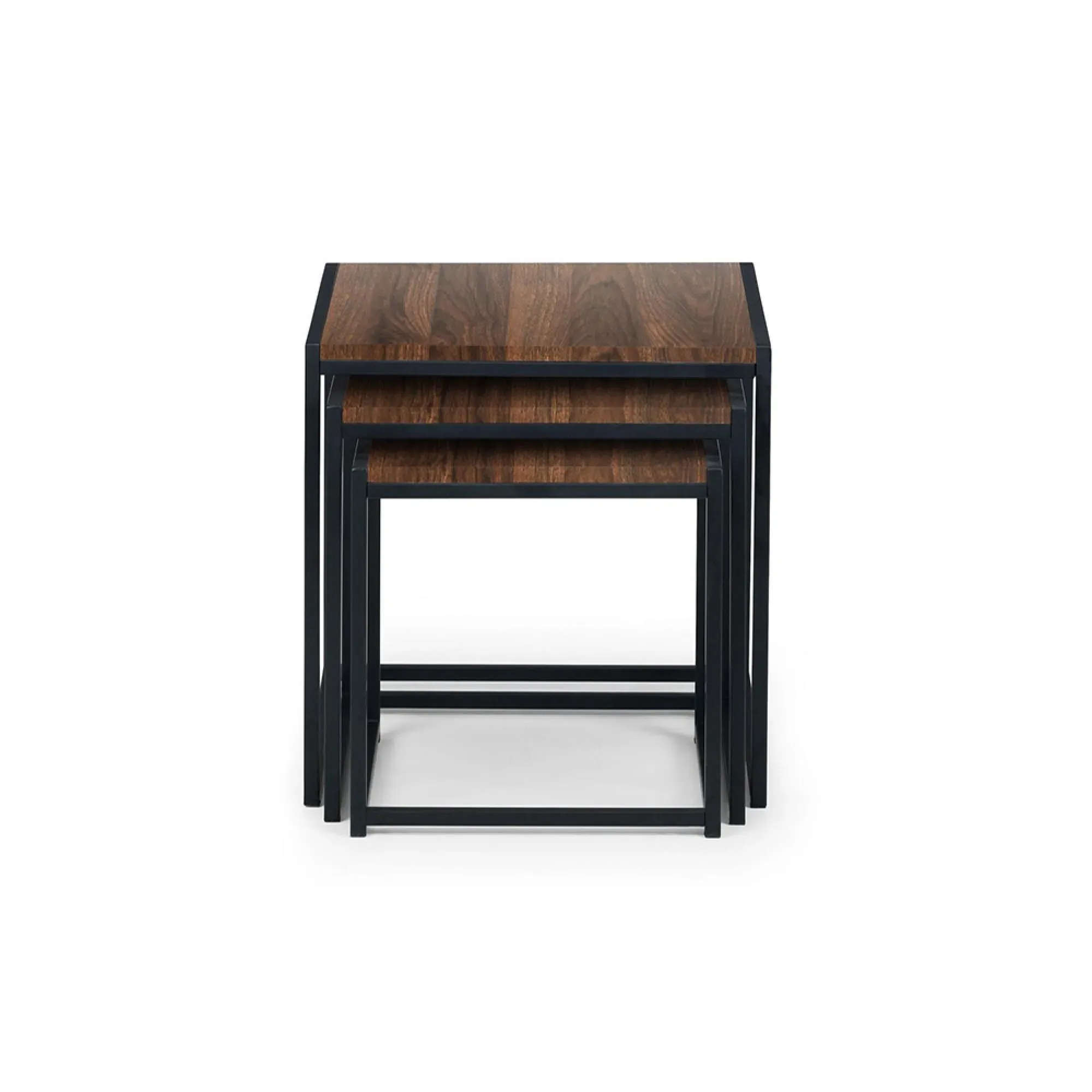 Tribeca Nest of 3 Tables - Walnut, Black Metal
