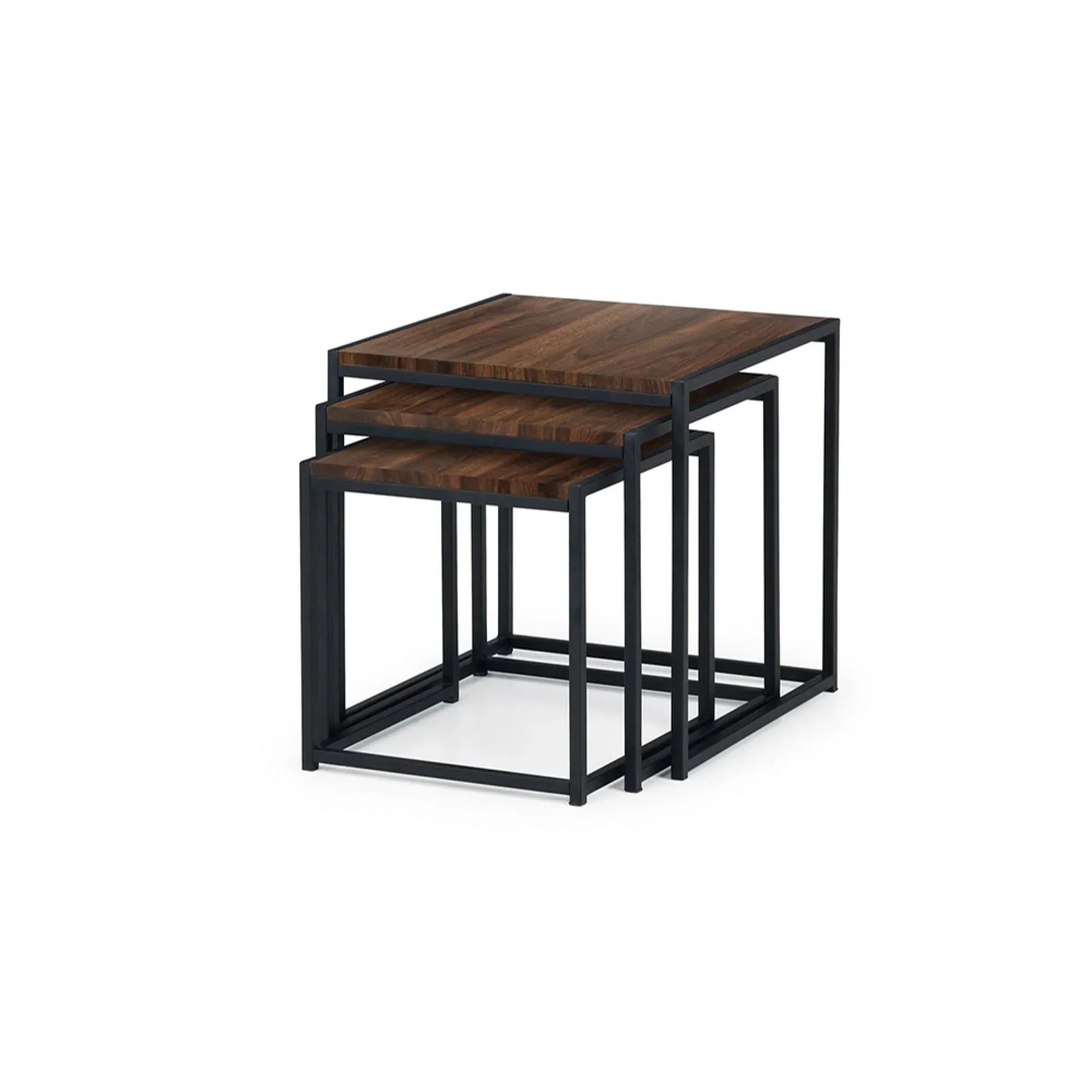 Tribeca Nest of 3 Tables - Walnut, Black Metal