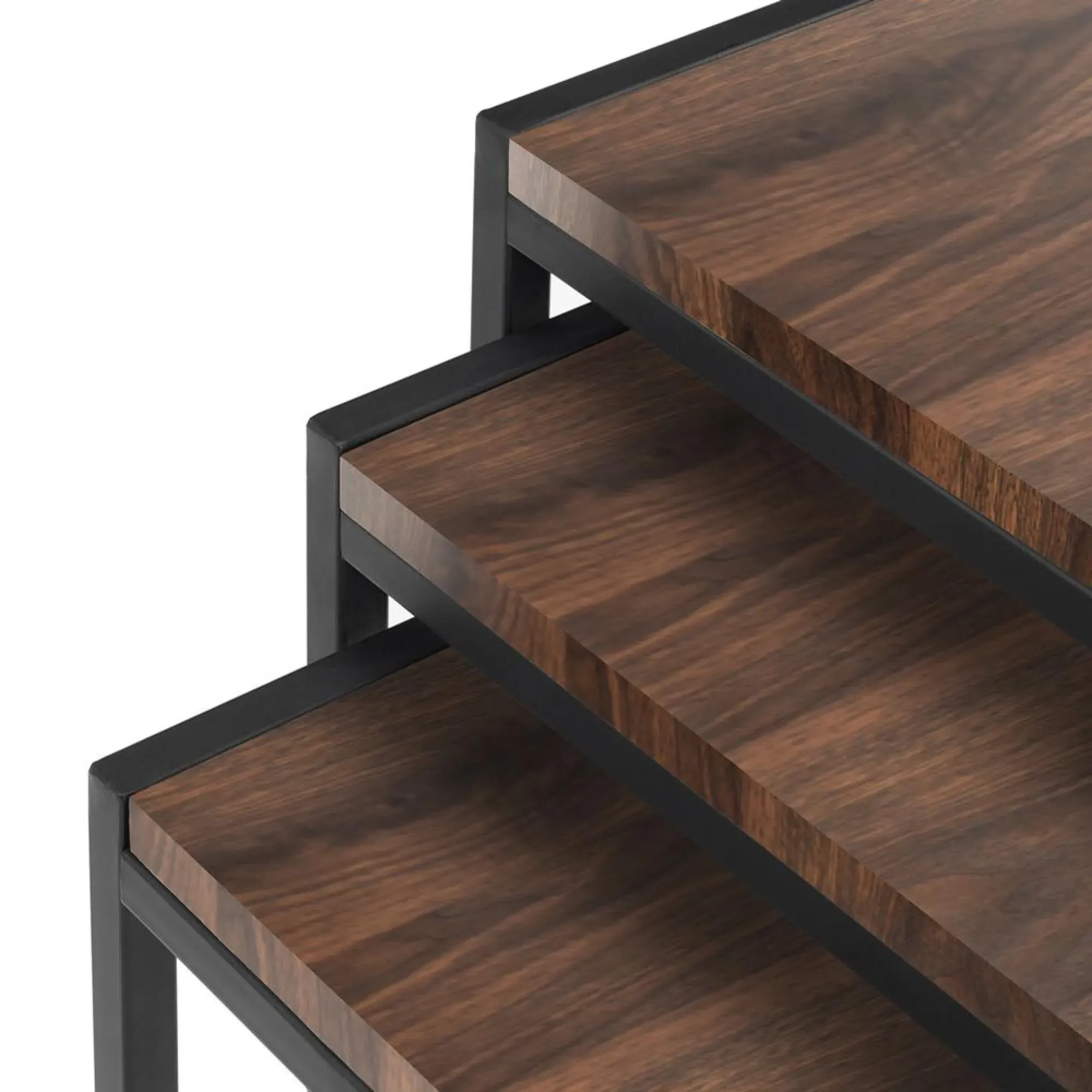 Tribeca Nest of 3 Tables - Walnut, Black Metal