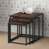 Tribeca Nest of 3 Tables - Walnut, Black Metal