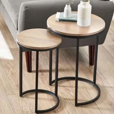 Tribeca Round Nest of 2 Tables - Sonoma Oak image