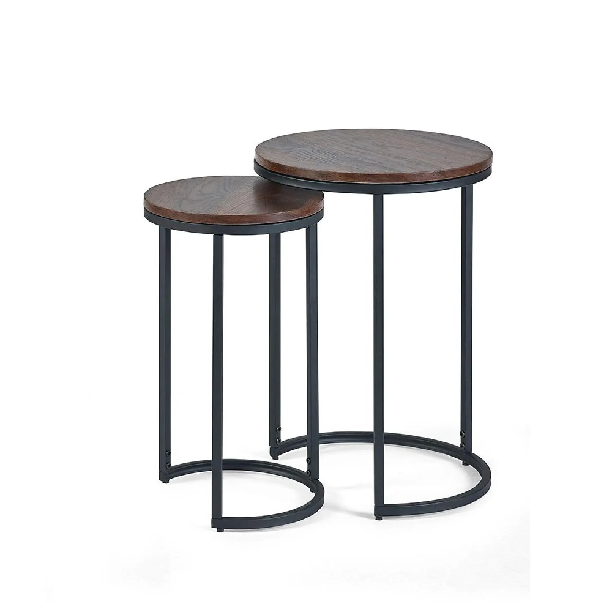 Tribeca Round Nest of 2 Tables - Walnut