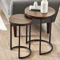 Tribeca Round Nest of 2 Tables - Walnut