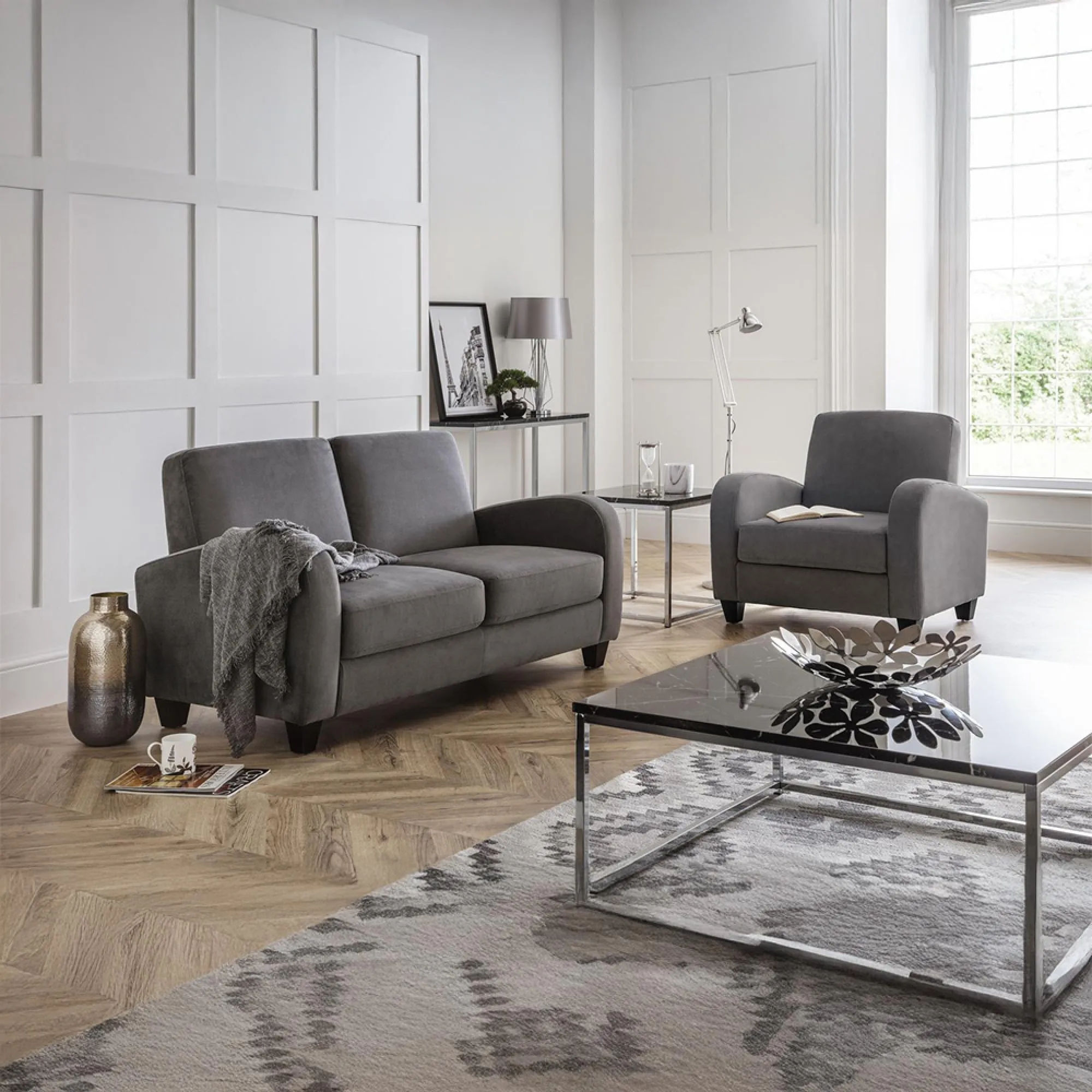 Vivo 2-Seater Sofa - Grey, Chenille