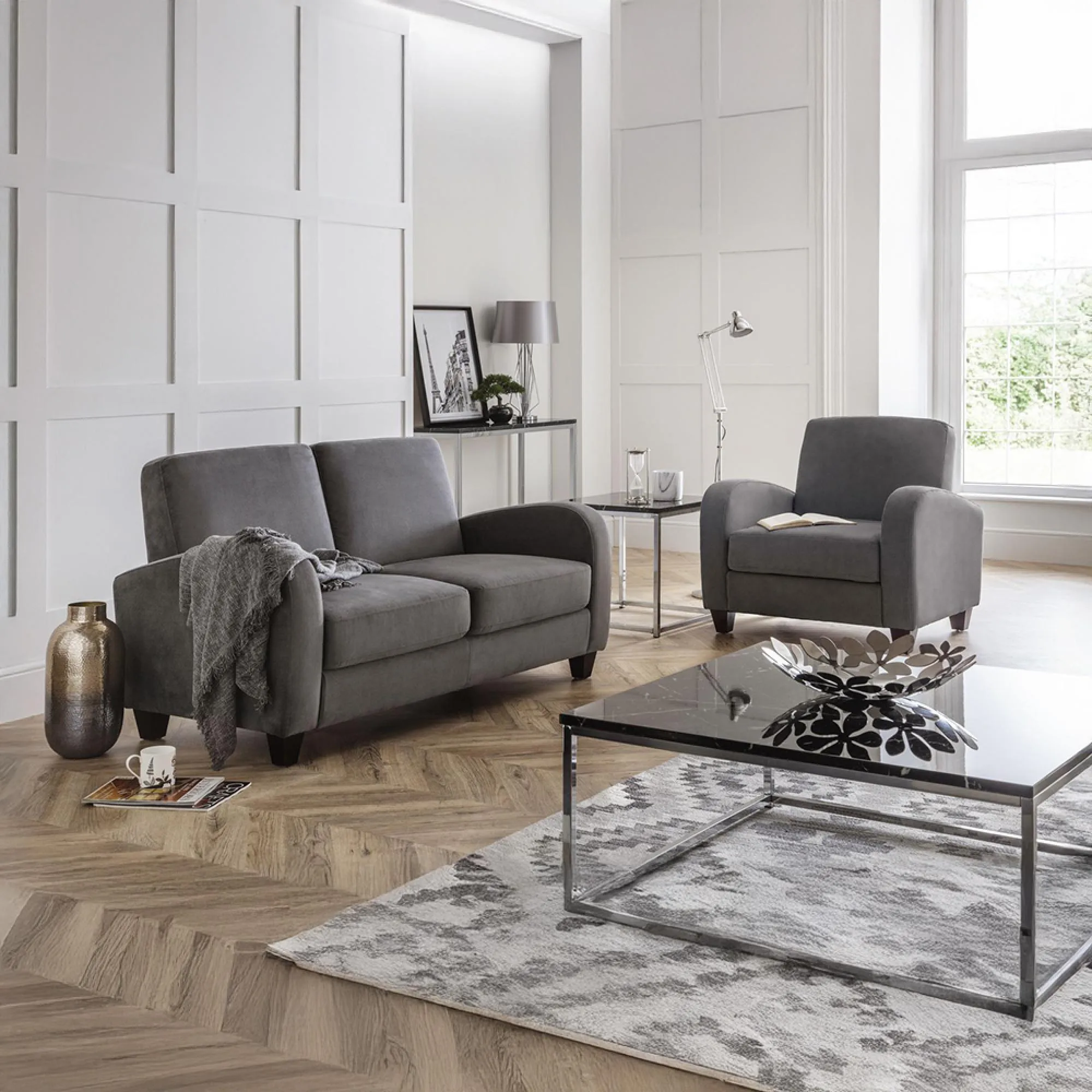 Vivo 3-Seater Sofa - Grey, Chenille