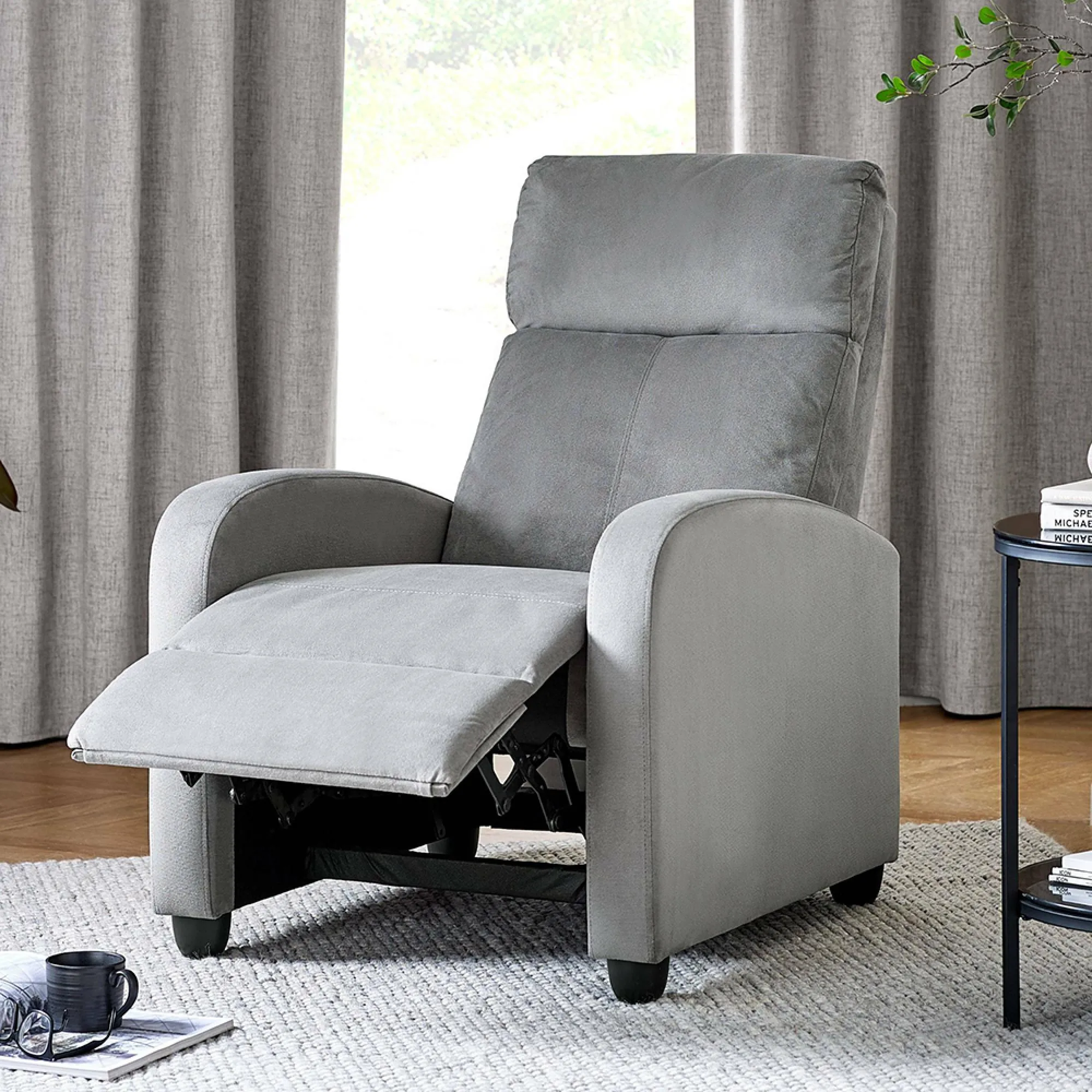 Vivo Recliner Armchair - Grey, Chenille